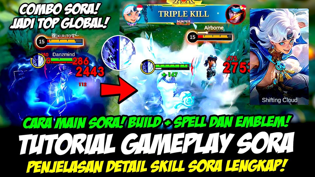 TUTORIAL SORA HERO BARU + PENJELASAN SKILL SORA❗EMBLEM & BUILD SORA TERSAKIT❗CARA MAIN SORA MLBB