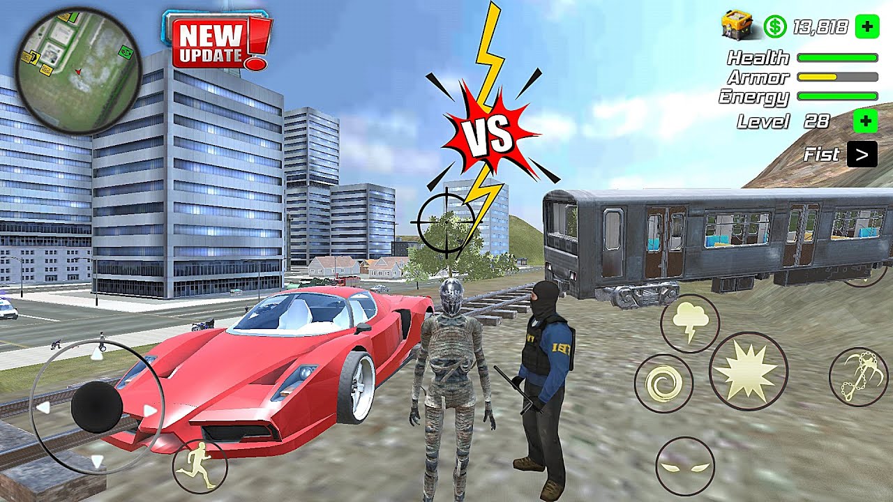 Rope Mummy Crime Simulator: Vegas Hero #70 Expensive Car on the railway