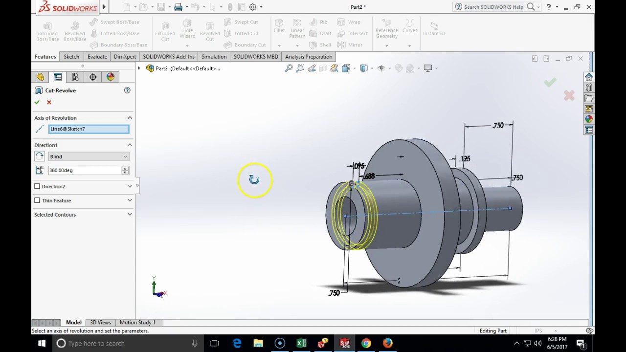 SOLIDWORKS example of external thread