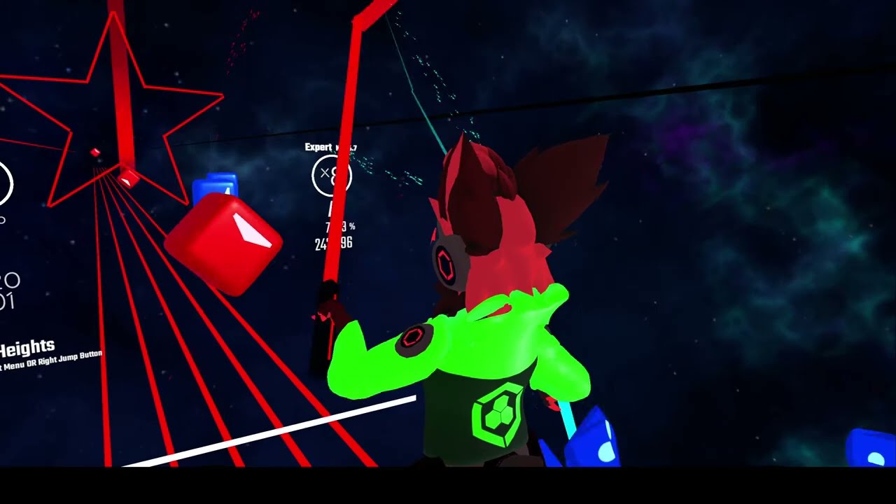 playing some off brand beat saber in vrchat (udon saber)