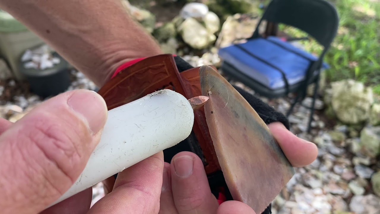 Knapping an Agatized Coral Hillsburough Dart point from a preform