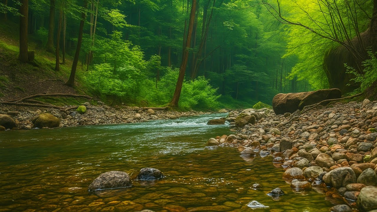 Flowing Water Sounds and Birdsong, Peaceful Atmosphere, Forest Sounds, ASMR