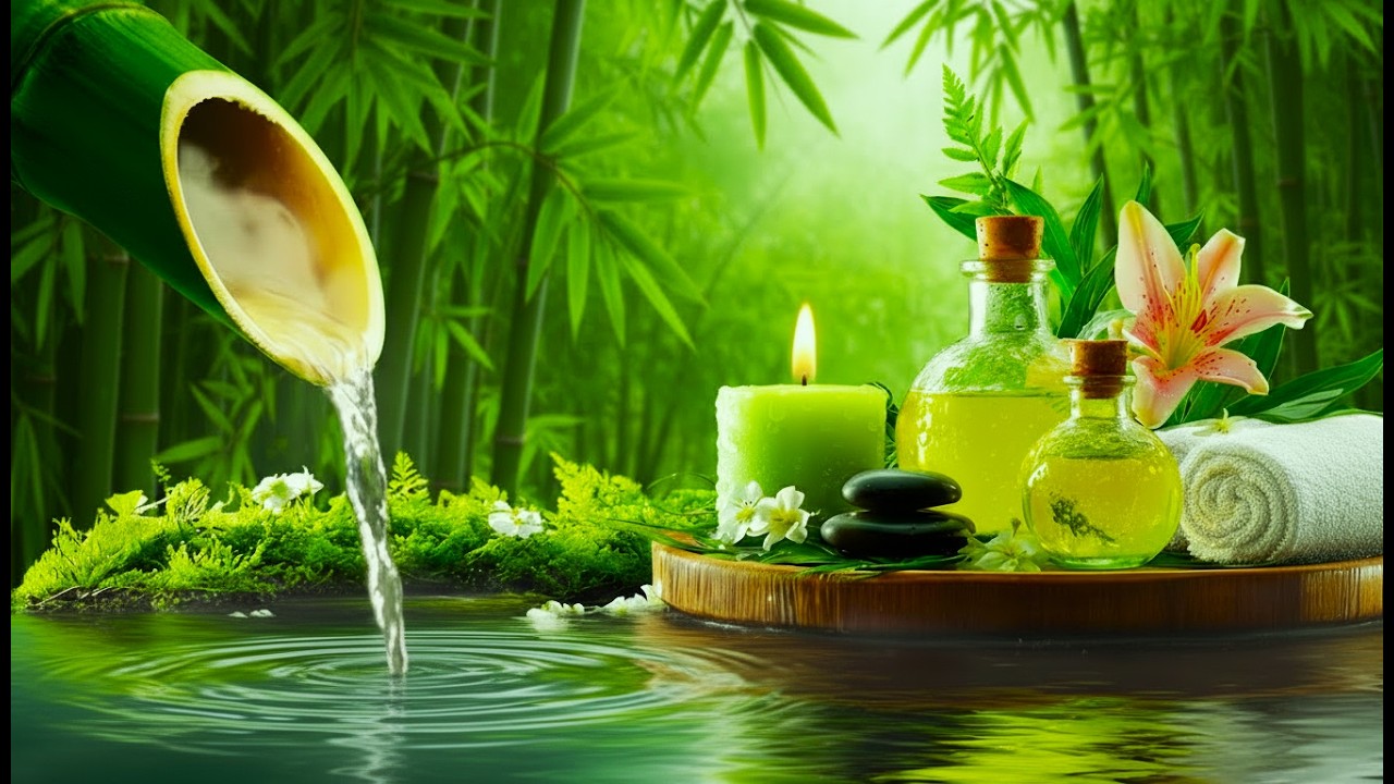 Healing Sleep Piano + Bamboo Water Sounds 🌿 Calm Mind & Body