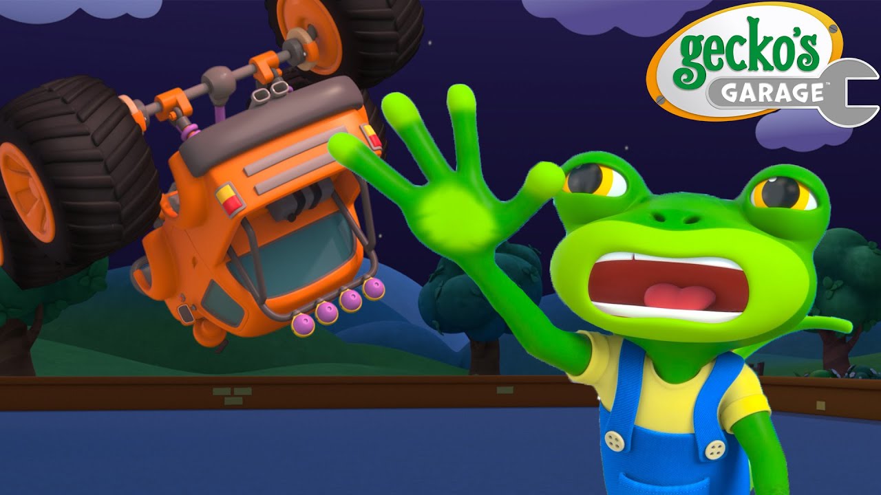FLYING Monster Truck Accident! 😲 | Gecko's Garage | Vehicle Repair Cartoons | Buses, Trucks+ Cars