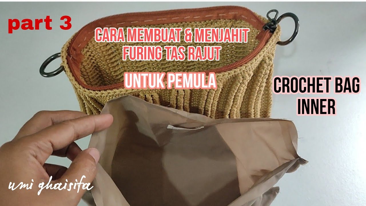 Tas rajut terbaru cara menjahit furing dan resleting