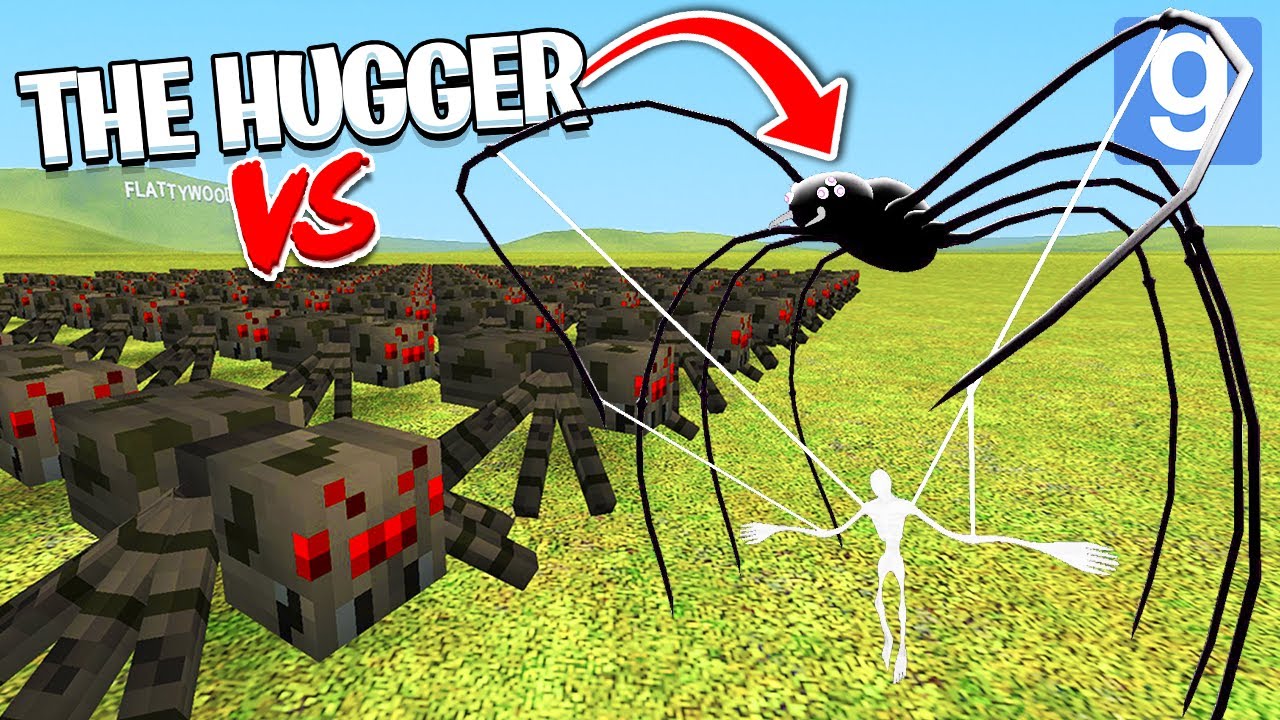 100 MINECRAFT SPIDERS VS THE HUGGER! (Garry's Mod Sandbox) | JustJoeKing