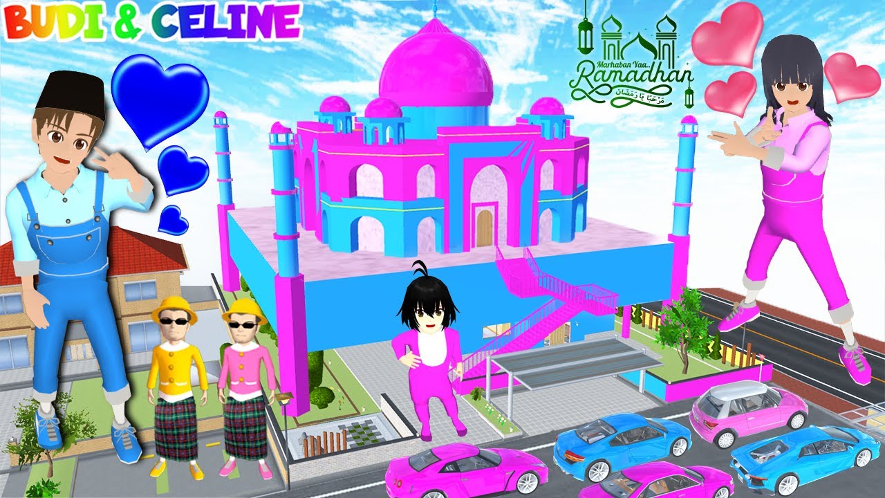 Yuta Mio Ubah Rumah Jadi Masjid Bertingkat Biru Pink 💙💖 | Kumpulkan Semua Mobil Sesuai Warna Masjid