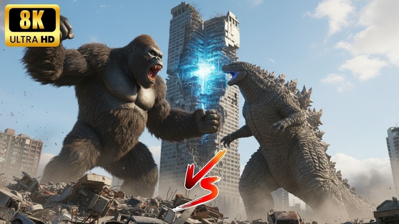Battle Destroys A Large City - King Kong Vs Godzilla