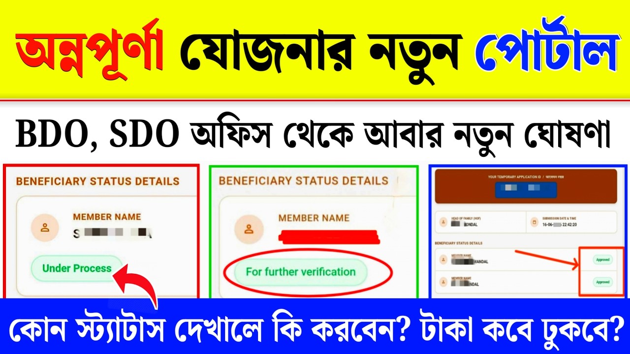 Annapurna Yojana Status Check: কোন স্ট্যাটাস কি মানে? | Annapurna Yojana 22 August Payment Update
