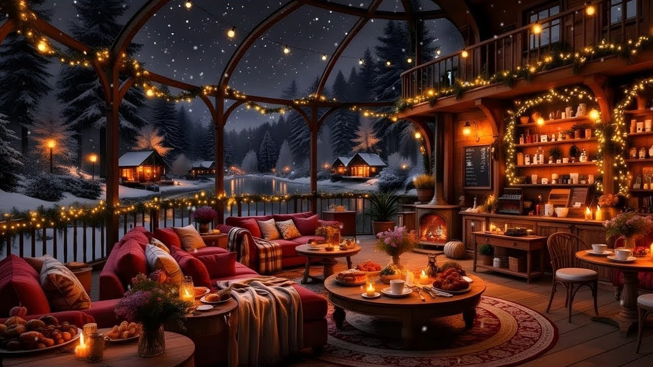 Warm Piano Jazz by the Fireplace | Gentle Jazz with Peaceful Lakeview for Work, Study, Focus