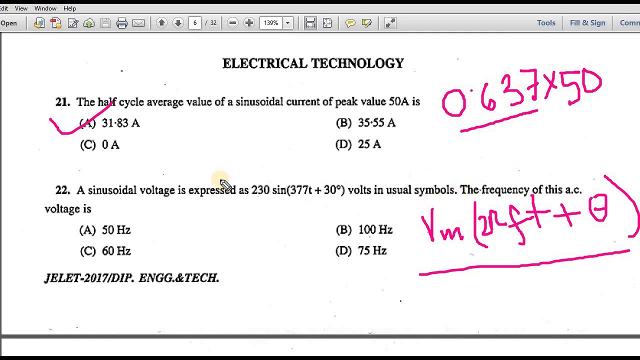 Jelet 2017 Electrical technology Full solve & Explanation.