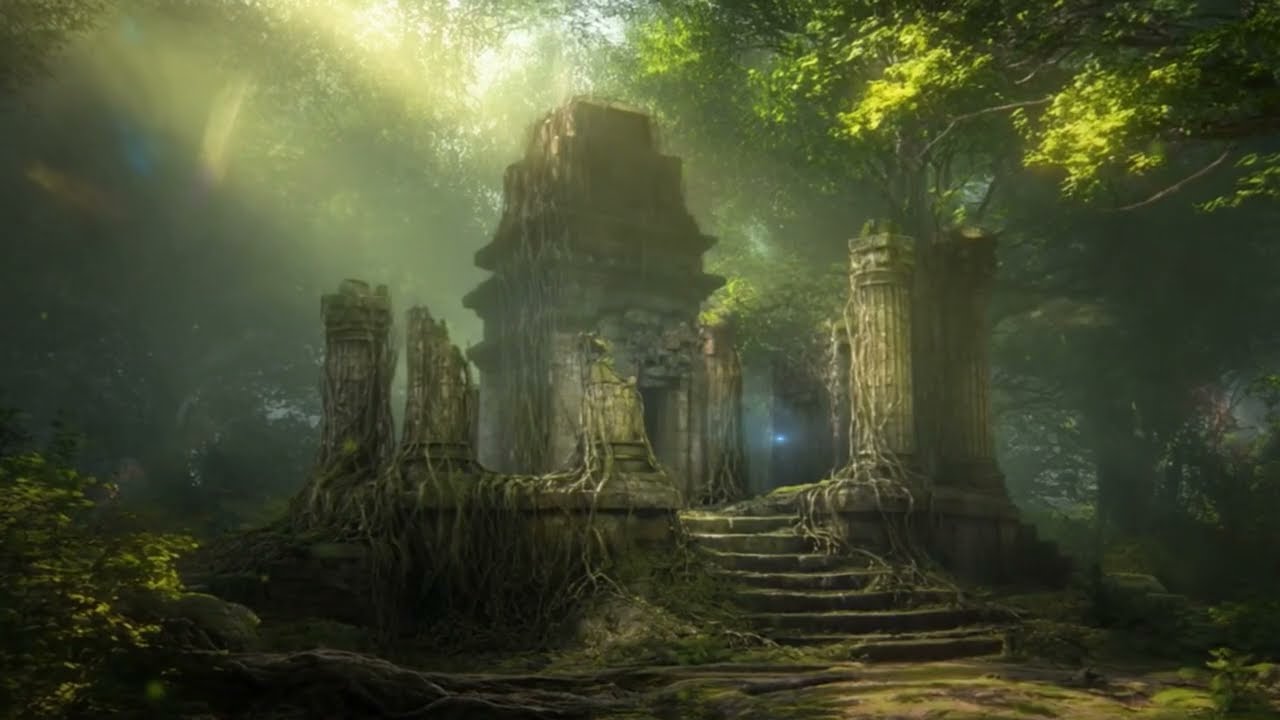 Enchanted Forest Temple 🌿 Mystical Fantasy Ambience for Relaxation & Focus | 1Hour