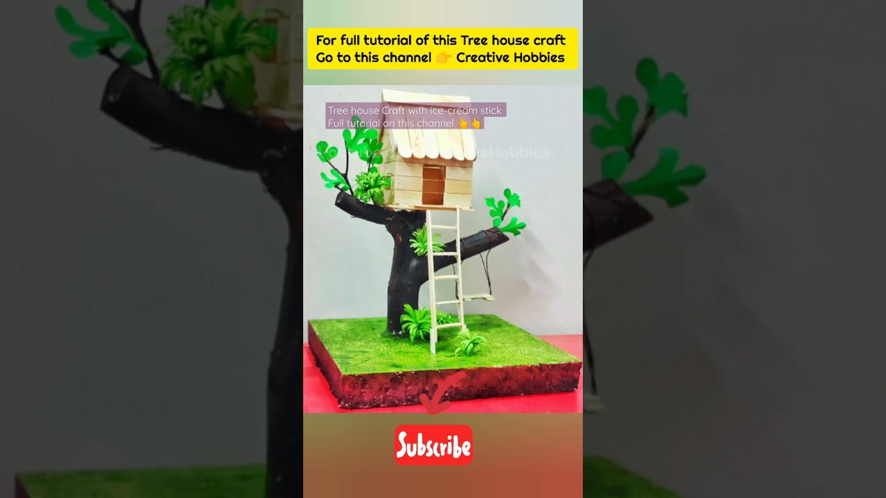 Tree house craft with ice-cream stick || #pop_stick_craft #YouTubeshorts #shorts