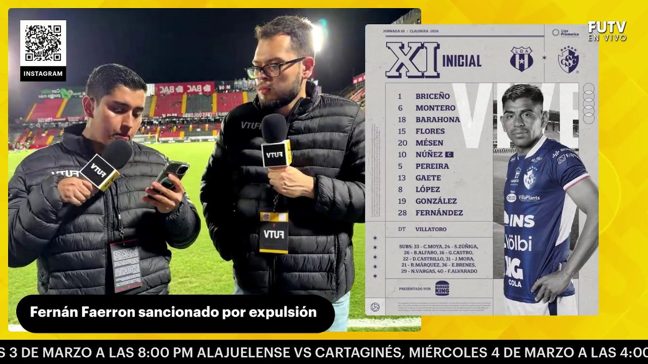 Alajuelense vs Cartaginés | Jornada 10 del Clausura 2026 por FUTV