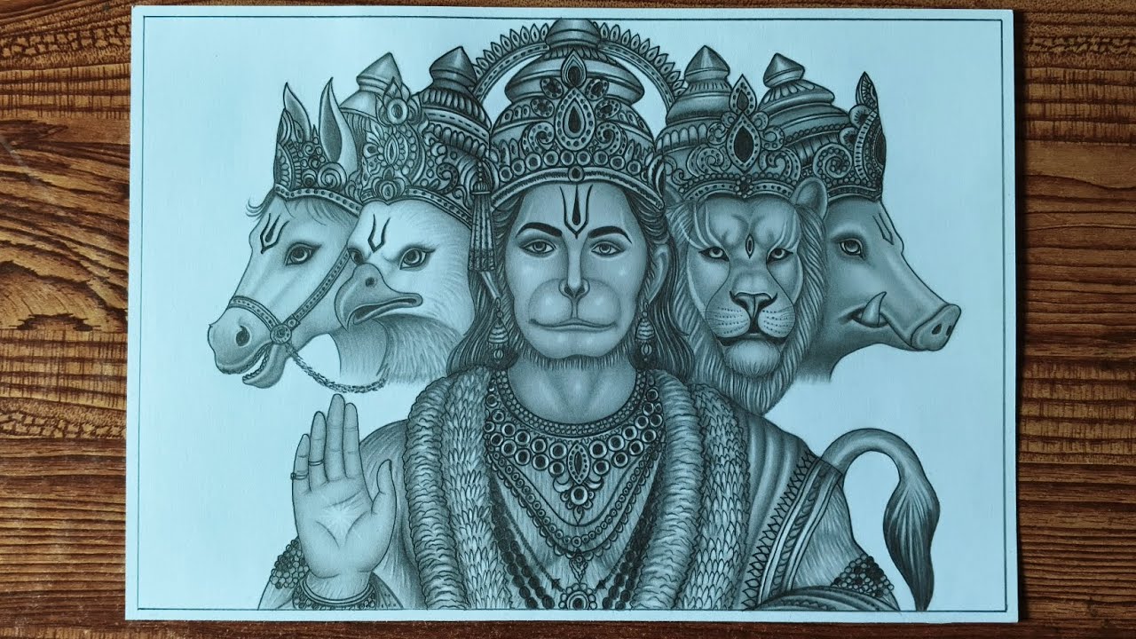 Panchmukhi Hanuman drawing #hanumanji #Panchmukhi Hanuman #sketch 