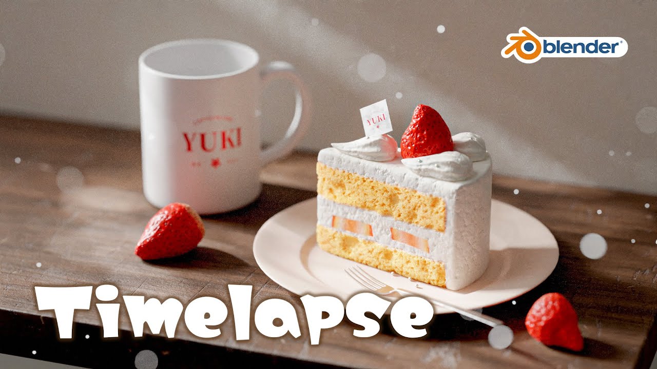 【Blender3.3】いちごのショートケーキ【タイムラプス】