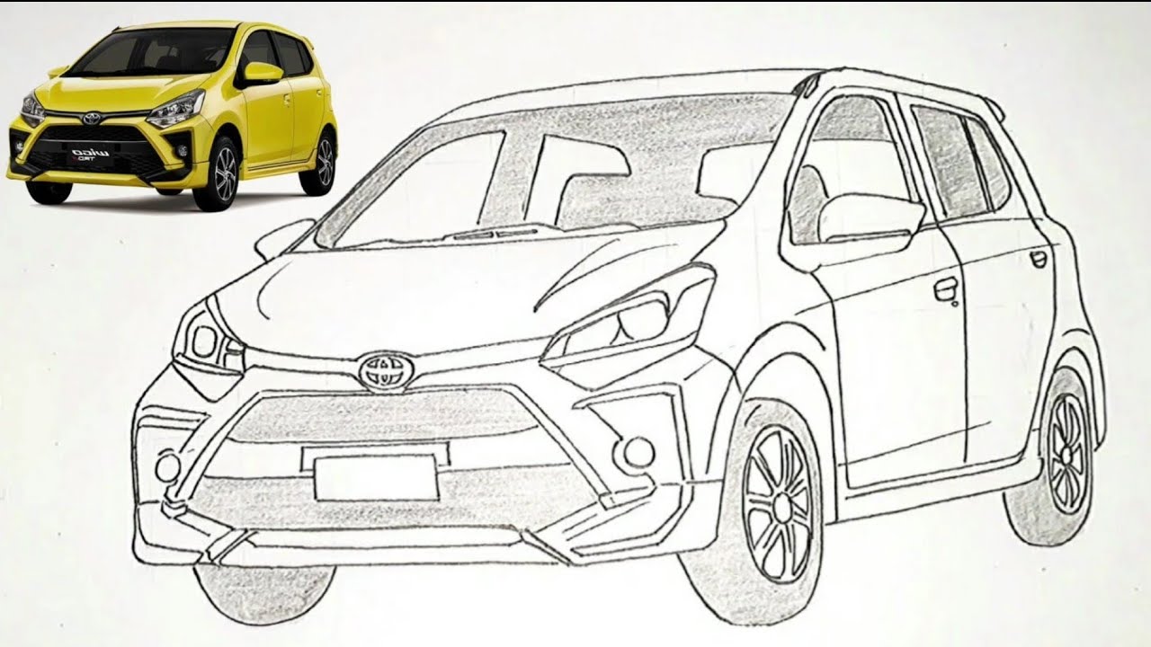 MENGGAMBAR MOBIL TOYOTA AGYA 2020 !! || TOYOTA AGYA CAR DRAWING 2020 !!