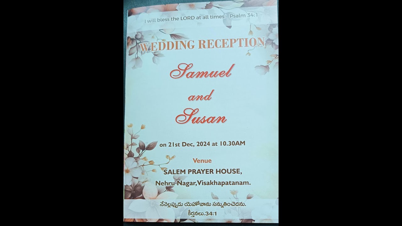 Samuel & Susan -  Wedding Reception - Salem Prayer House - 21-12-2024