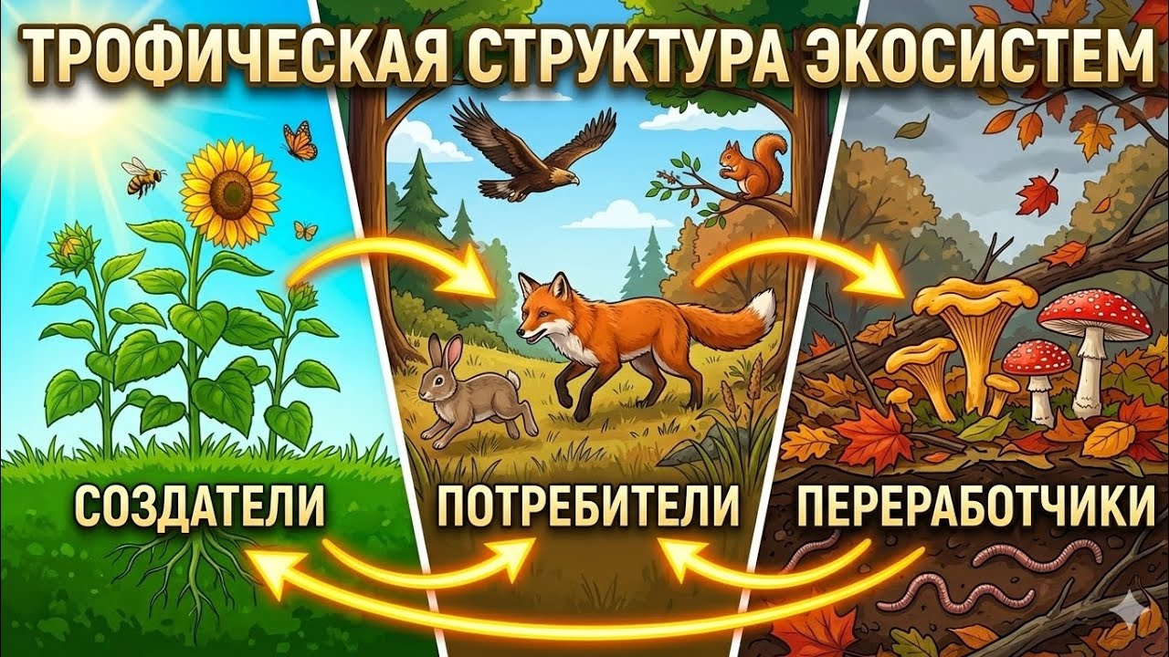 §16  Трофическая структура экосистемы: как работает поток энергии в природе