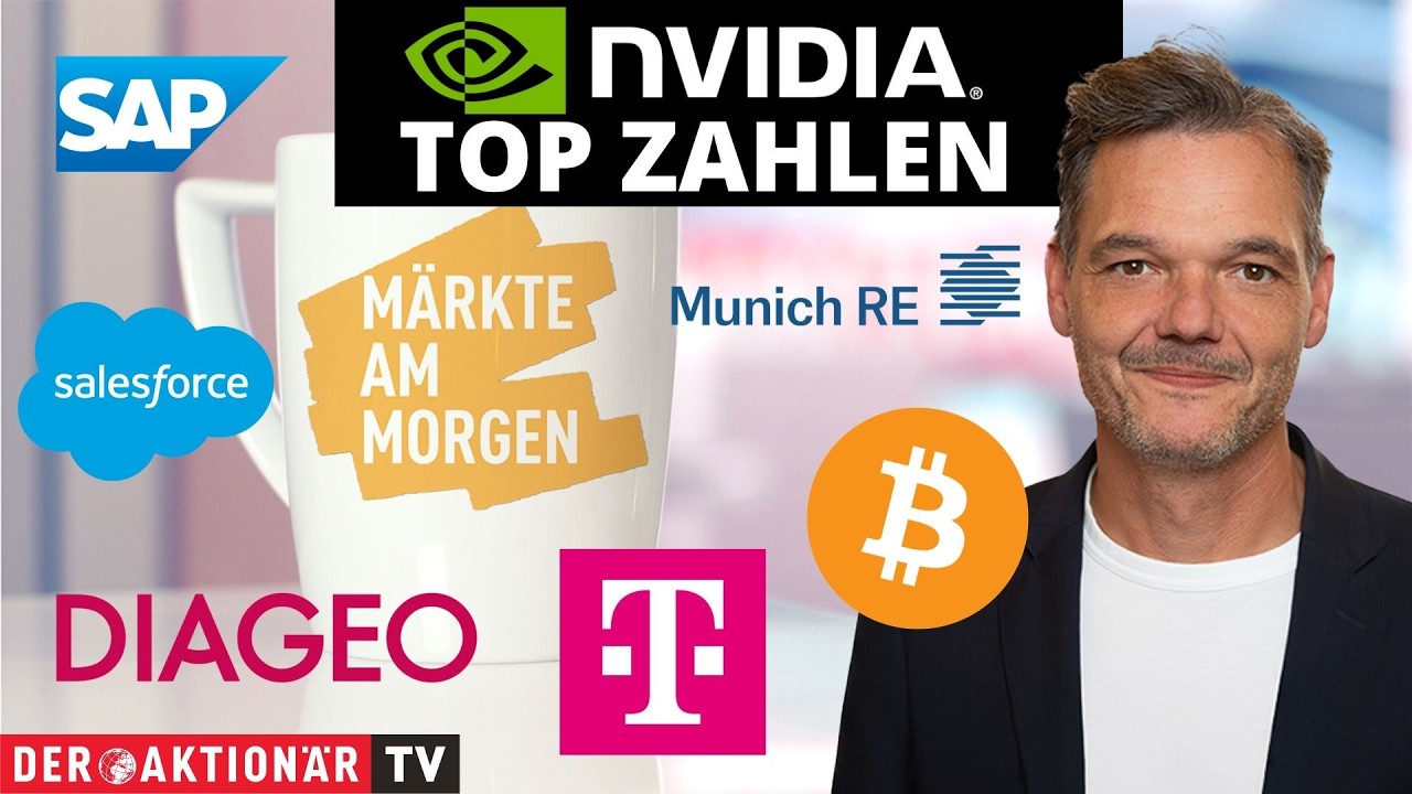 M&auml;rkte am Morgen: Bitcoin, Nvidia, Salesforce, SAP, Deutsche Telekom, Nordex, Diageo, Munich Re