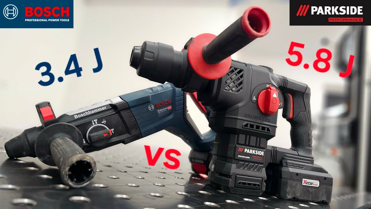 Bosch 3.4 J против Parkside Performance 5.8J Ultimate Hobby Combination Hammer PKHAP 205 A1