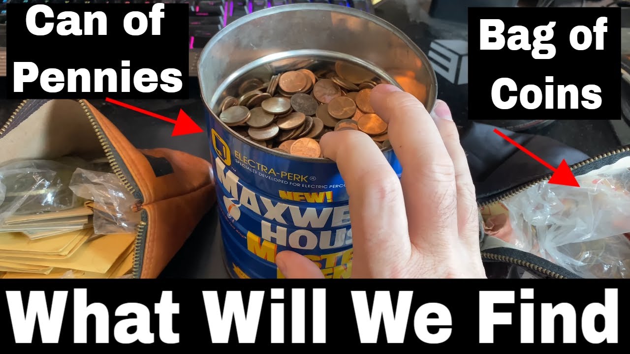 Old Wheat Penny Coin Collection Found in a Coffee Can and a Coin Bag