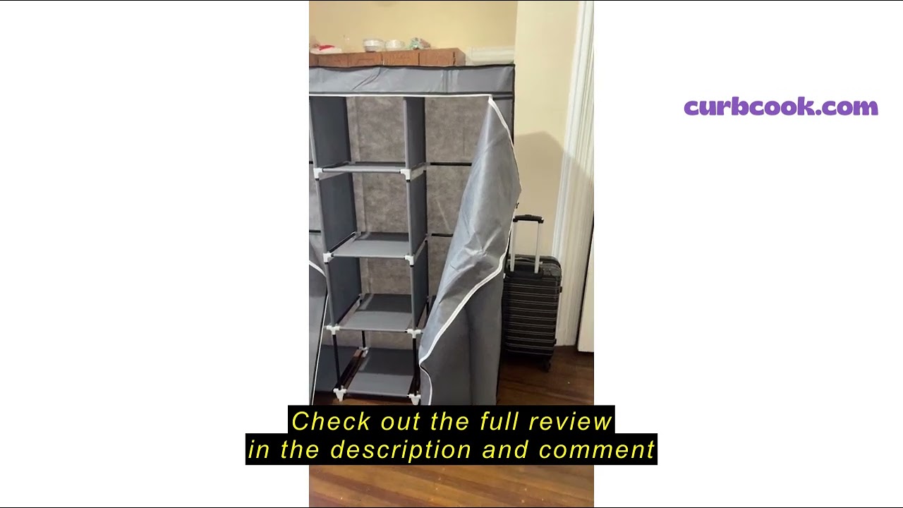 Review KEKIWE Portable Closet, 51 Inch Wardrobe Closet for Hanging Clothes with 2 Hanging Rods, 8 St