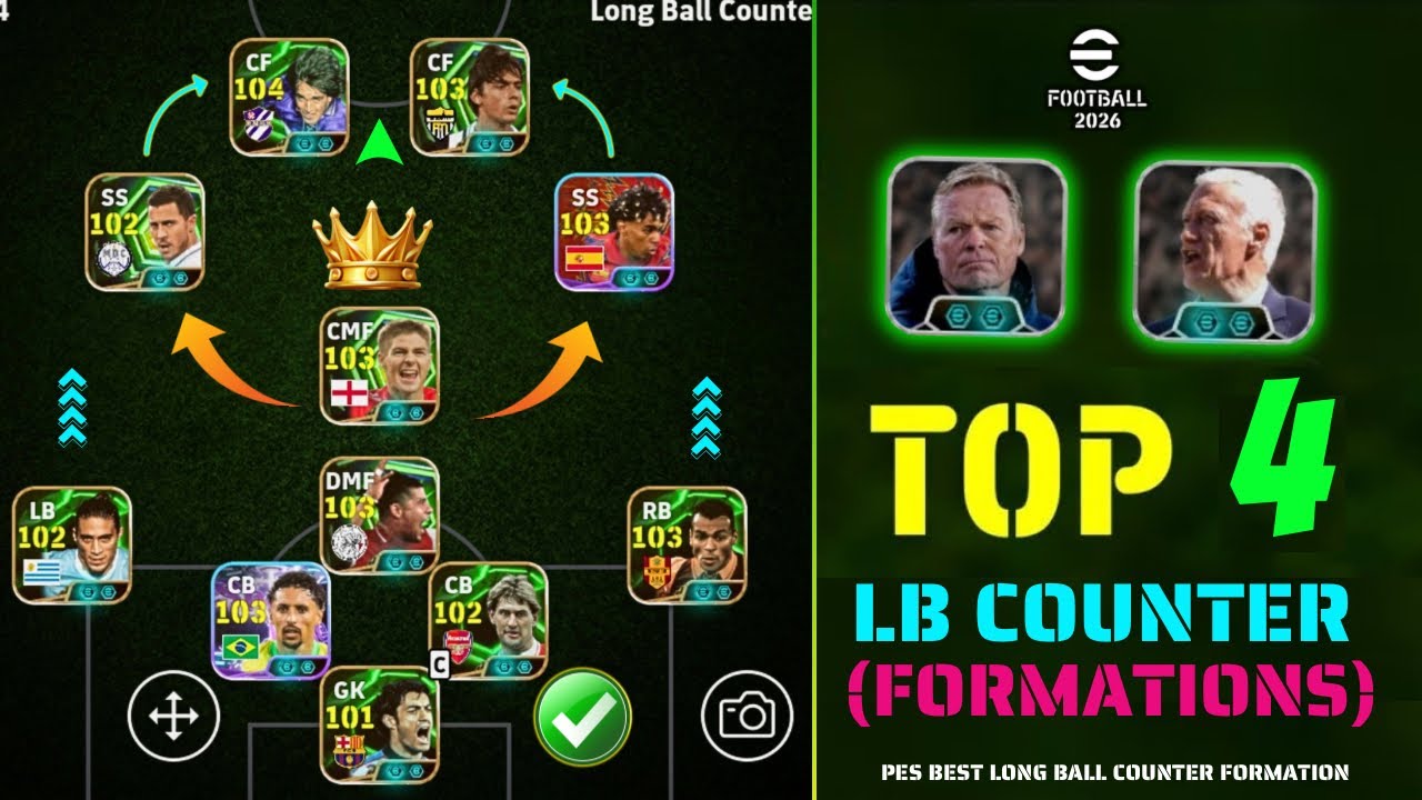 Топ-4 лучших тактик для контратак длинными передачами в eFootball 2026 🔥 | Лучшая схема для контр...