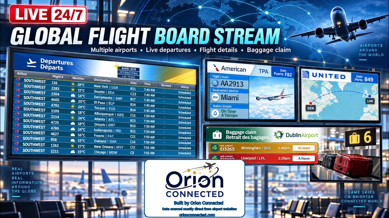 🔴 LIVE | Around The World Flight Information Display System | OrionConnected