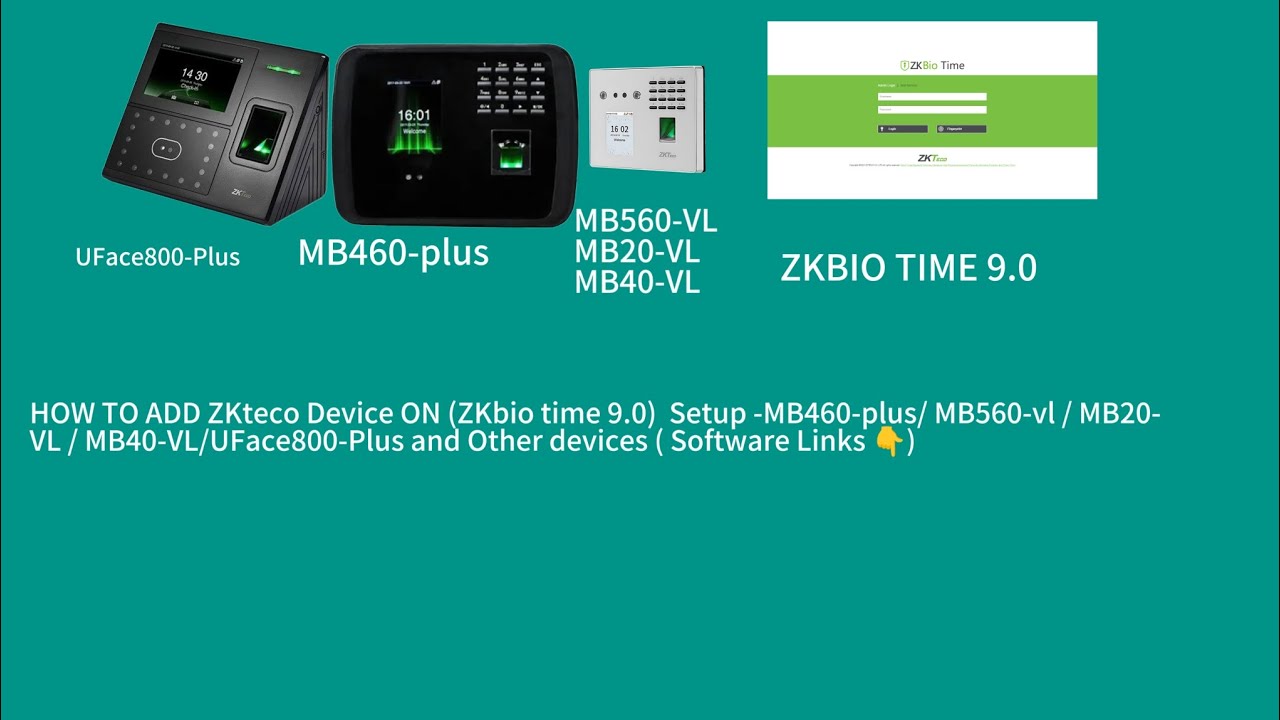 ZKteco Device Add On ZKBIO TIME 9.0 And employees Add in software setup //// ZKbio time 9.0software👇