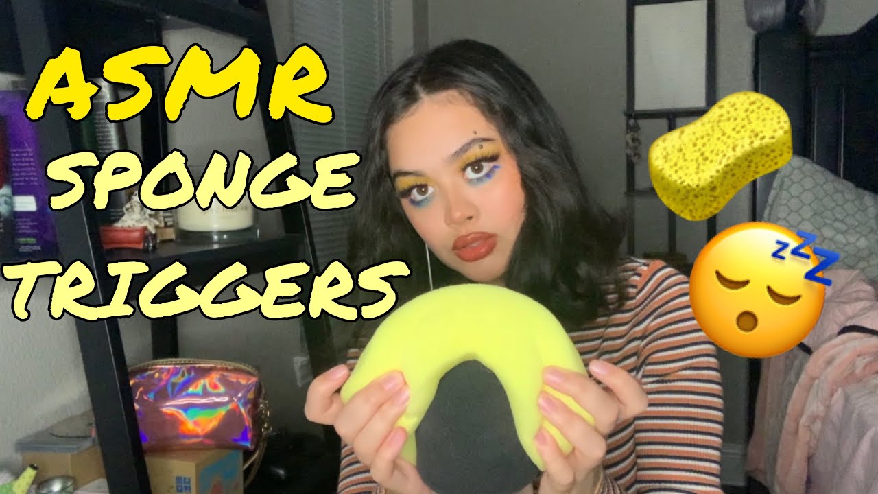 ASMR sponge triggers (squishing, shaving cream, tapping, scratching, etc)