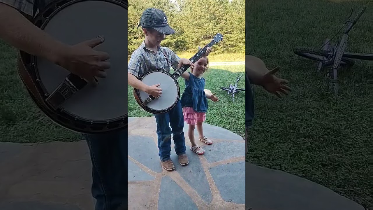Little sister thinks she's hilarious! #music #bluegrass #banjo