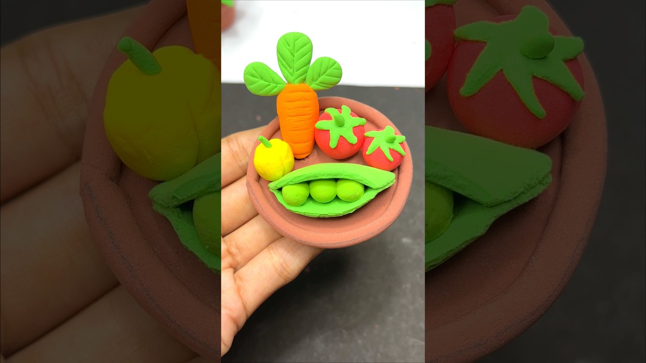 Diy handmade Clay vegetable 🥒 for kids/#kidsart #claycartoon #kidsfeed #shorts #kidsvideo