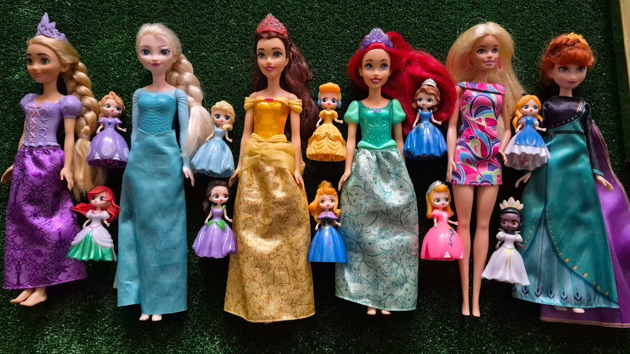 ASMR Most Popular Disney Prencess Mattel Dolls lots of colorful rainbow Dresses unpacking toys