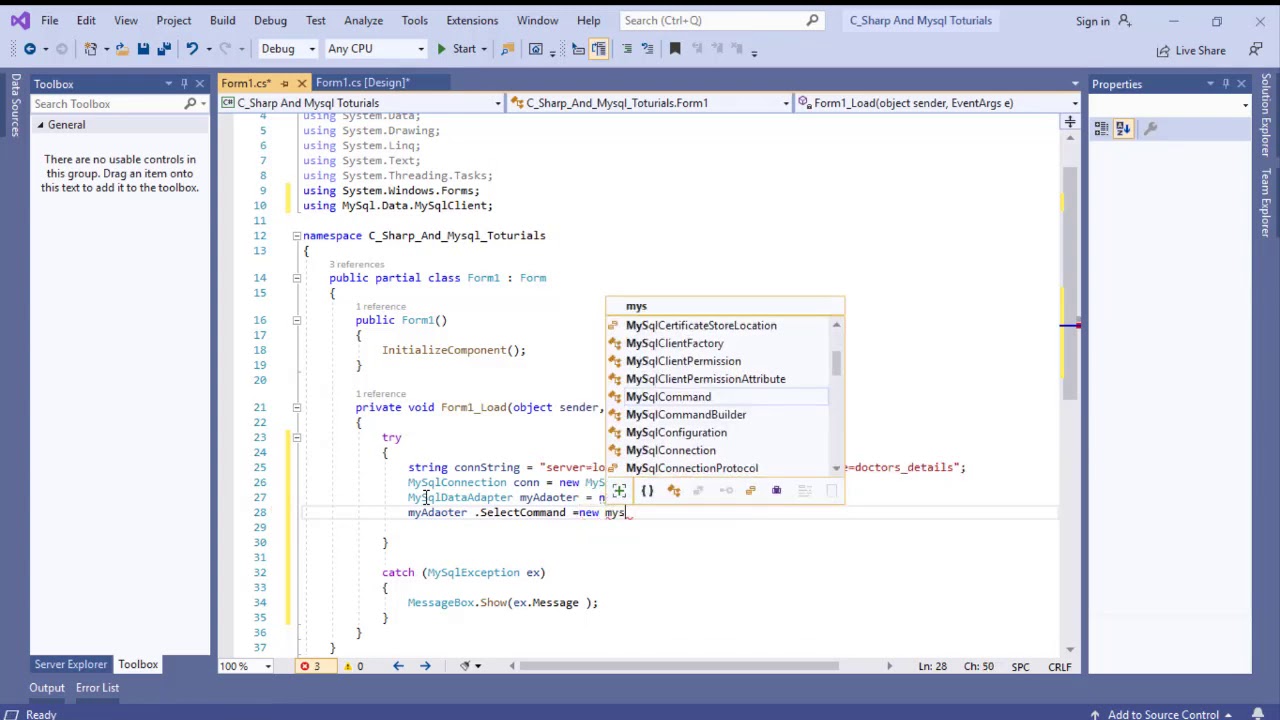 How to connect C# Sharp with MySQL Database