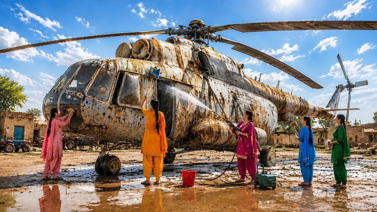 Abandoned Army Helicopter Found at the Seaside 🚁 Village Sisters' Bold Rescue Mission #helicopter 