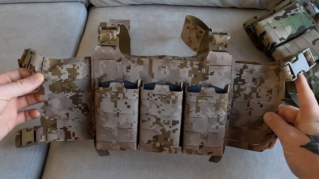 Shekkingears AOR1 chesty rig wide harness with KTAR front flap vs AliExpress Multicam equivalent