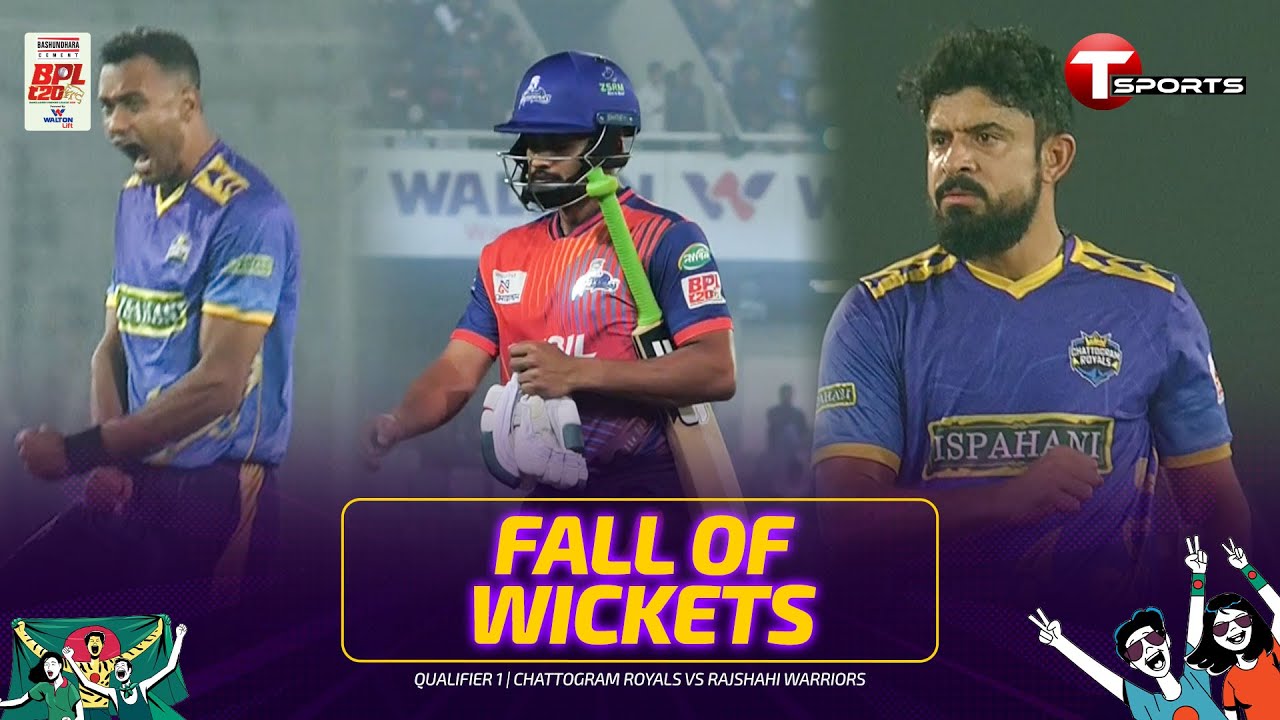 Rajshahi Warriors Fall of Wickets vs Chattogram Royals | 1st Innings | BPL 2026 | Cricket | T Sports