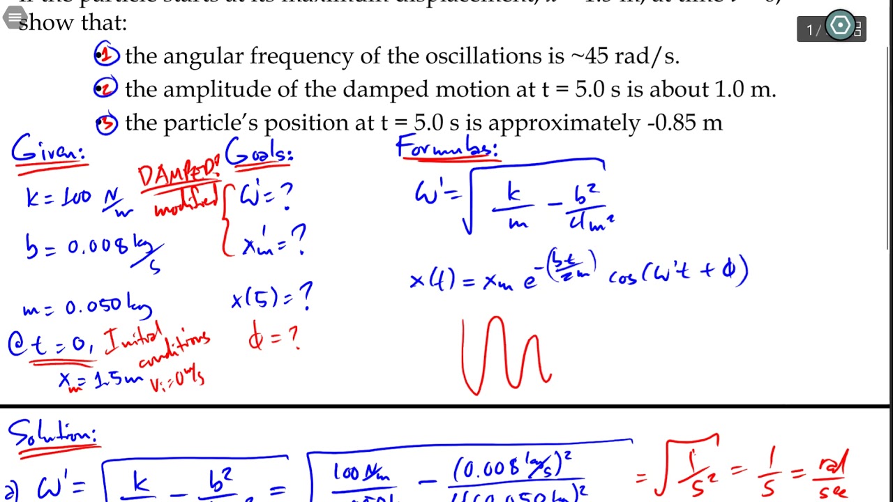 3-in-1 Damped Harmonic Motion Example