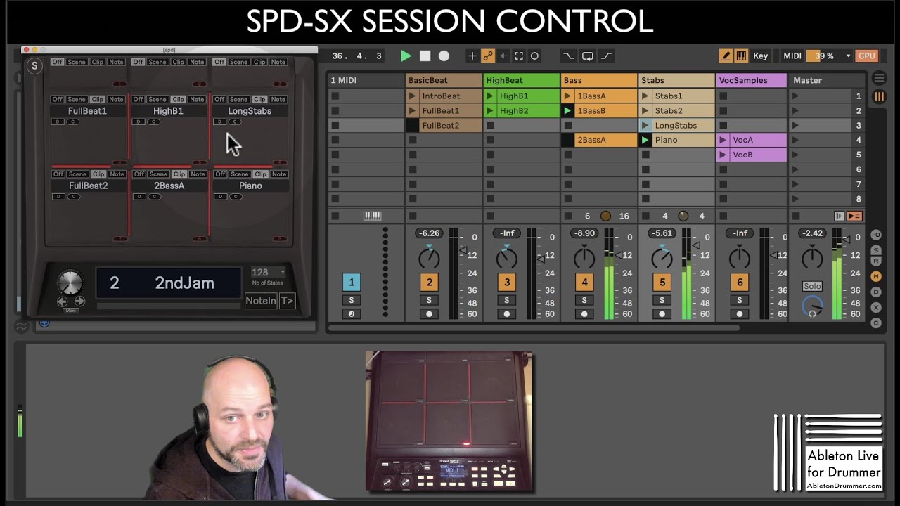 How to trigger clips and loops with Roland SPD SX in Ableton Live via 
