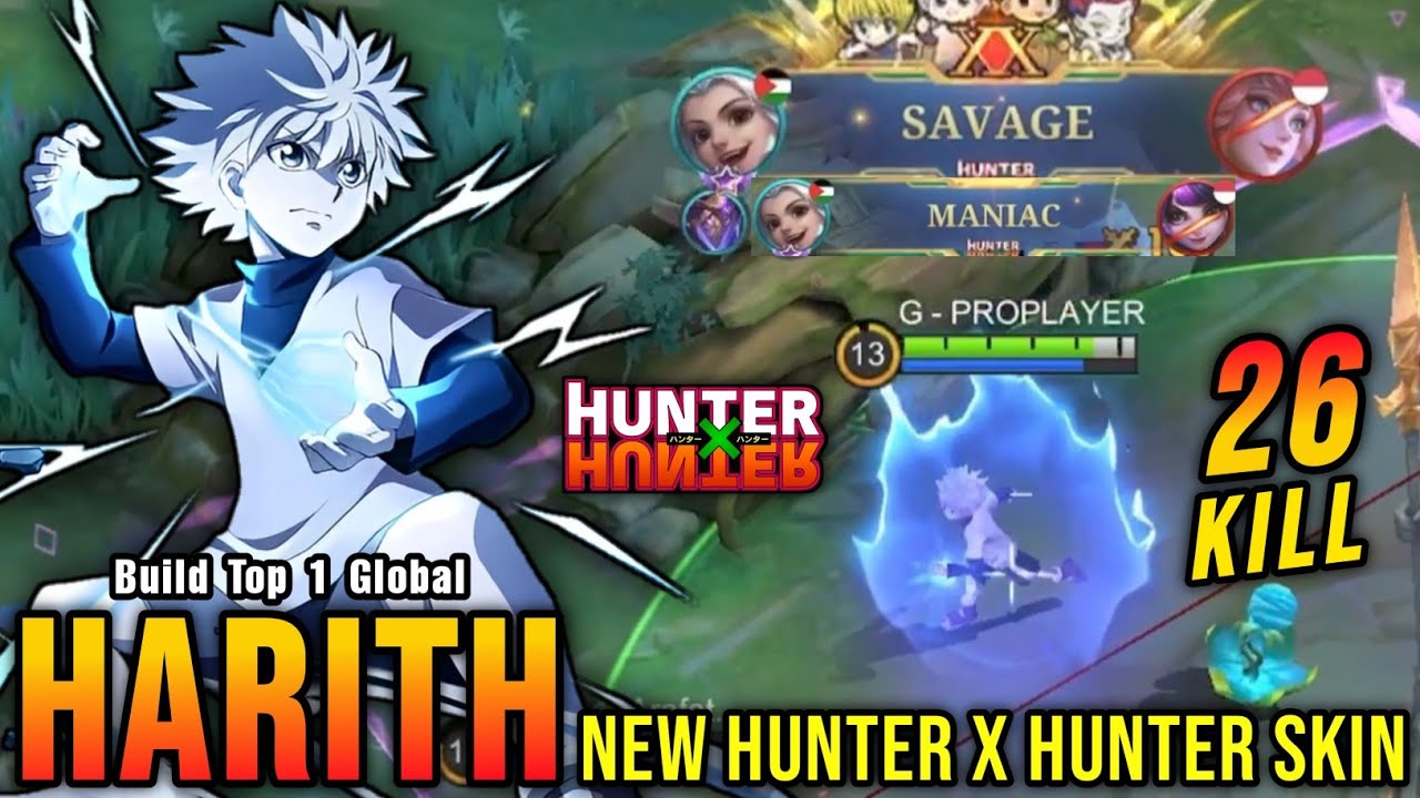 SAVAGE + 26 Kills!! Killua x Harith New Hunter x Hunter Skin!! - Build Top 1 Global Harith ~ MLBB