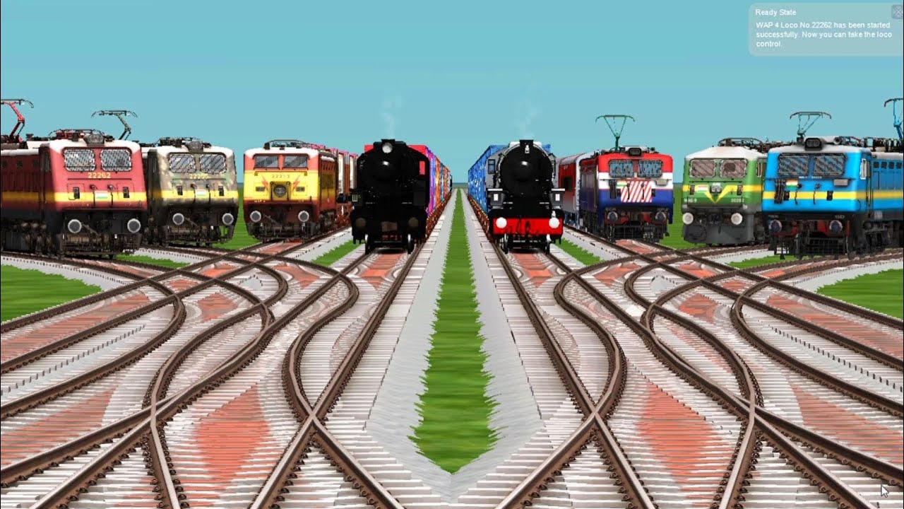 8 Rails Crossing By Bumpy Branched Railroad Tracks || train gameplay || train simulator classic