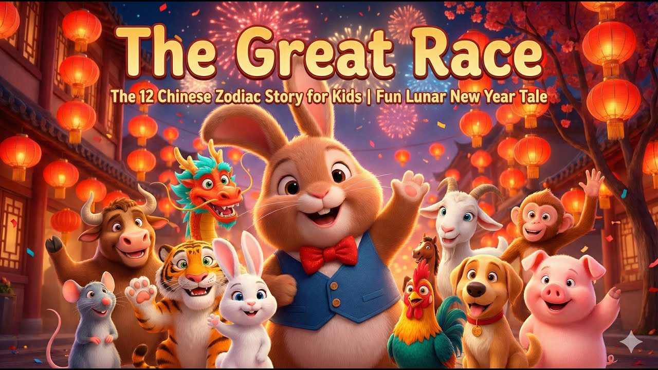 The Great Race | The 12 Chinese Zodiac Story for Kids | Fun Lunar New Year Tale