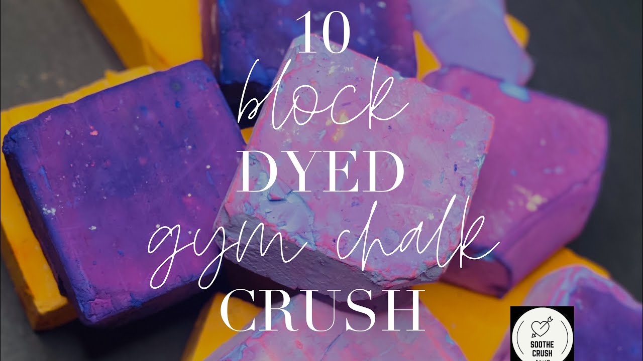 Dyed Gym Chalk ASMR | 10 Block | Chalkness | Mute | Cramer