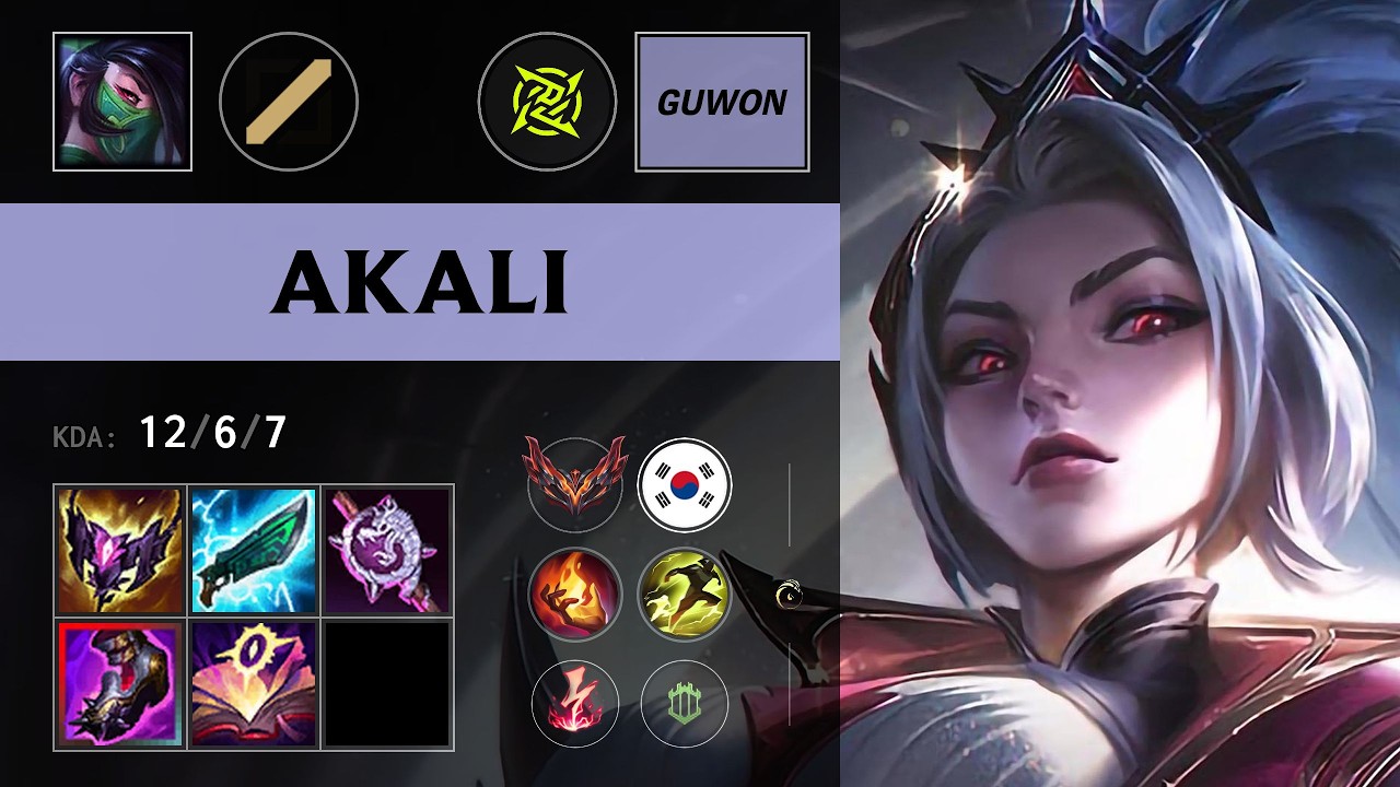 (NIP Guwon) Akali Mid vs Ziggs - KR Grandmaster Patch 26.13