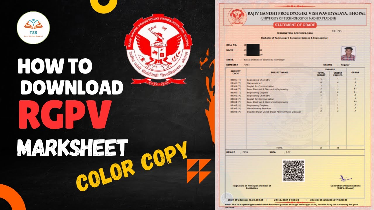 How to Download RGPV Marksheet | RGPV result kese dekhe | RGPV Result Original Copy.