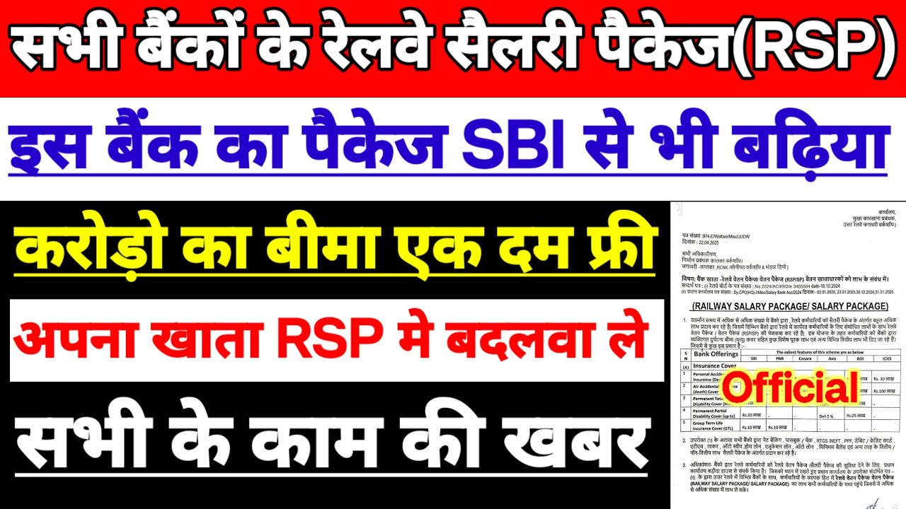 सभी बैंकों के Railway Salary Package(RSP) | इस बैंक का पैकेज SBI से भी बढ़िया | सभी के काम की खबर