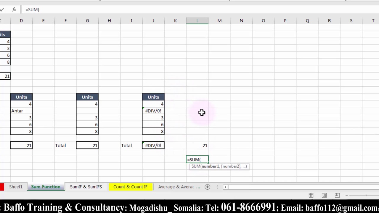 Excel Accounting 2016 #02 Sum Function & its Application, Af-Somali