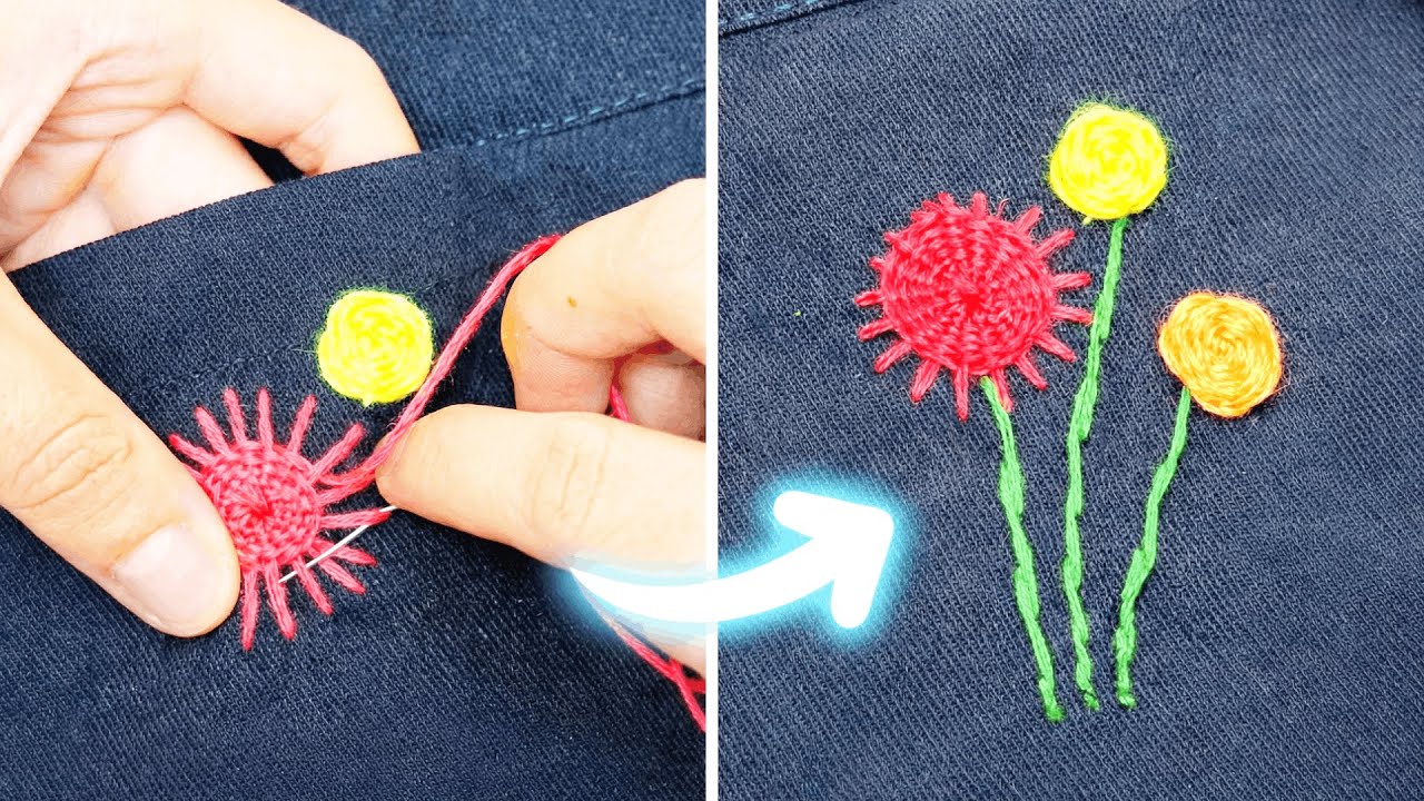 Unbelievable! From Plain Pants to Stunning Hand Embroidered Flower Art