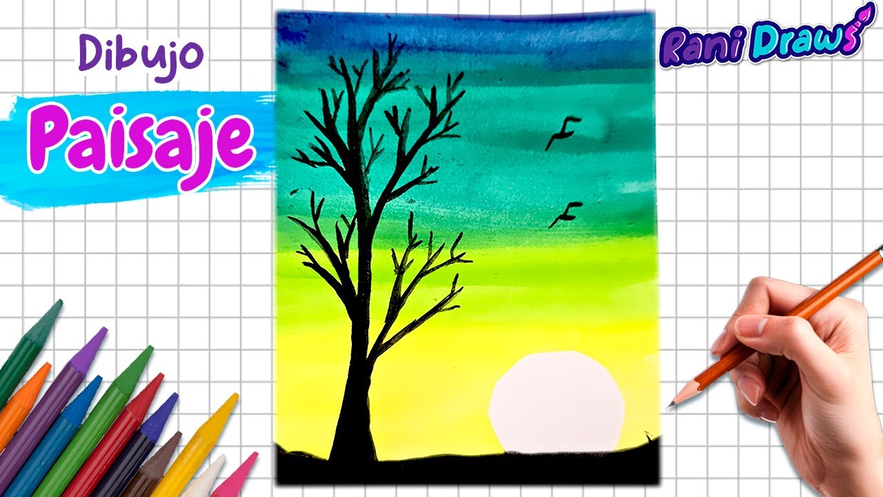 Cómo dibujar PAISAJE de ATARDECER en ACUARELA 🎨 | Dibujo paso a paso